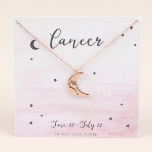 Rose Gold Constellation Moon Pendant Necklace - Cancer