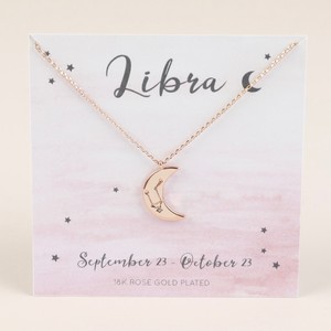 Rose Gold Constellation Moon Pendant Necklace - Libra