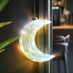 Clear Iridescent LED Hanging Moon Light