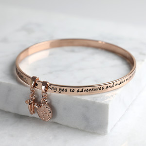 New 'Adventure' Meaningful Word Bangle Rose Gold