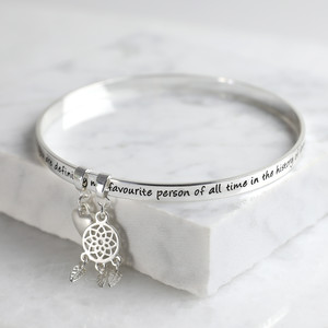 New 'Favourite Person' Meaningful Word Bangle Silver