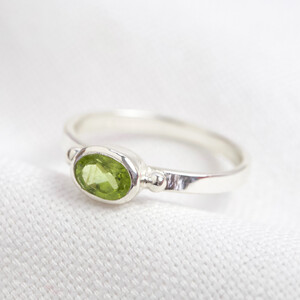 August Peridot Green Ring in Sterling Silver S/M