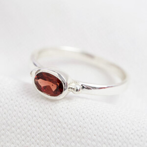 January Ruby Red Ring Sterling Silver S/M