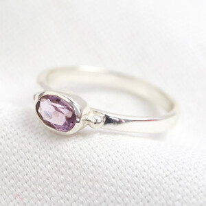February Amethyst Purple Ring Sterling Silver M/L