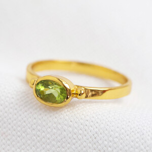 August Peridot Green ring in 14ct Gold Vermeil M/L