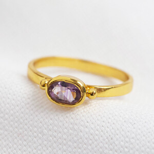 February Amethyst Ring 14ct Gold Vermeil S/M