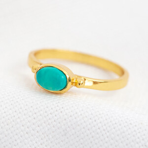 December Turquoise Ring 14ct Gold Vermeil S/M