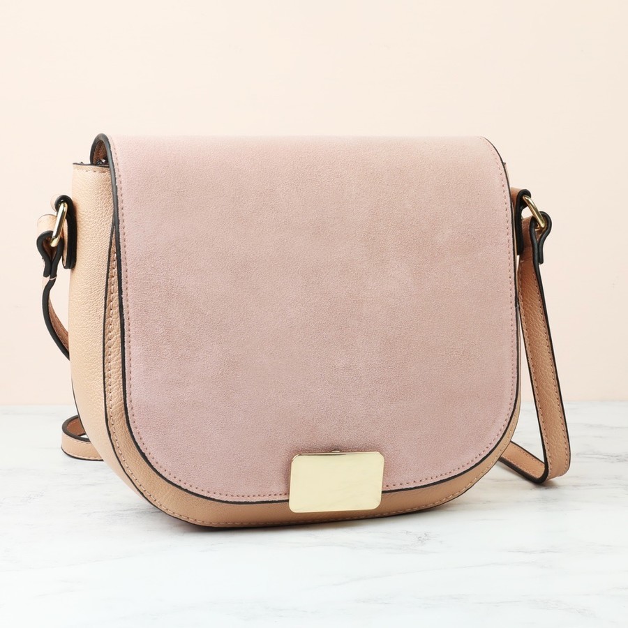 Fold Over Handbag - Blush - PU & Leather