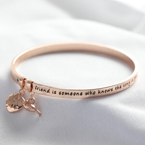 New 'Friend' Meaningful Word Bangle Rose Gold