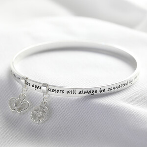 New 'Sisters' Meaningful Word Bangle Silver