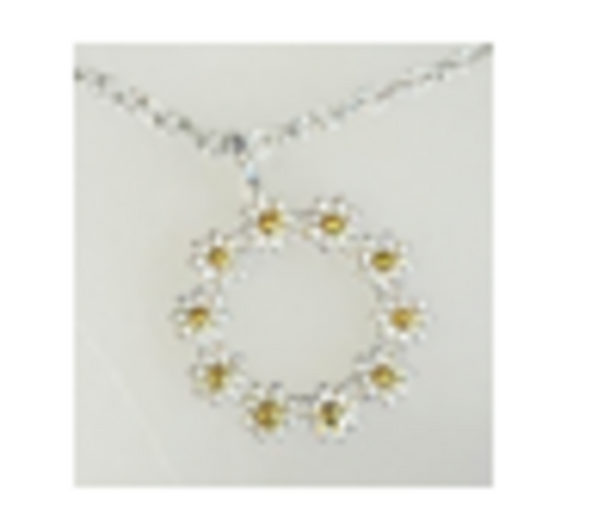 Sterling Silver Daisy Flower Crown Necklace