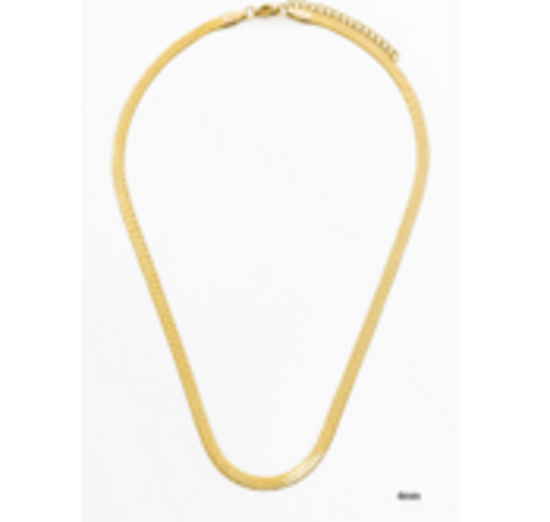 Stainless Steel Herringbone Chain Necklace in Gold