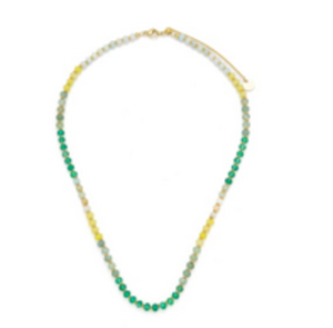 Green Ombre Beaded Gold Necklace