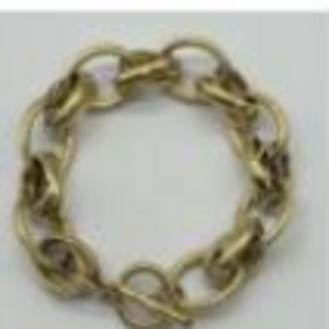 Stainless Steel Textured Dual Link Chain Bracelet in Gold