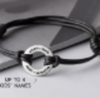 Sterling Silver Men's Circle Black Cord Bracelet