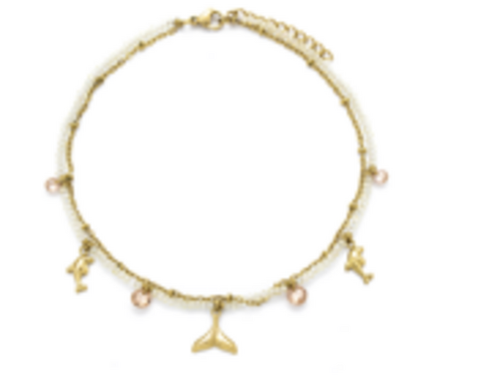 Stainless Steel Dolphin Double Layer Anklet in Gold