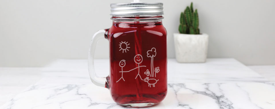 Lisa Angel personalised mason jar with child's drawing